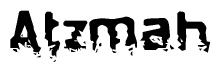 The image contains the word Atzmah in a stylized font with a static looking effect at the bottom of the words