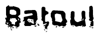 This nametag says Batoul, and has a static looking effect at the bottom of the words. The words are in a stylized font.