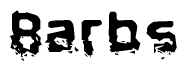The image contains the word Barbs in a stylized font with a static looking effect at the bottom of the words