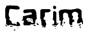 The image contains the word Carim in a stylized font with a static looking effect at the bottom of the words