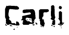The image contains the word Carli in a stylized font with a static looking effect at the bottom of the words