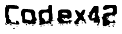 This nametag says Codex42, and has a static looking effect at the bottom of the words. The words are in a stylized font.