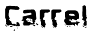 The image contains the word Carrel in a stylized font with a static looking effect at the bottom of the words