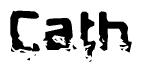   This nametag says Cath, and has a static looking effect at the bottom of the words. The words are in a stylized font. 