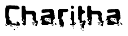 The image contains the word Charitha in a stylized font with a static looking effect at the bottom of the words