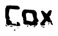 The image contains the word Cox in a stylized font with a static looking effect at the bottom of the words