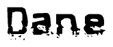 The image contains the word Dane in a stylized font with a static looking effect at the bottom of the words