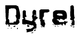 The image contains the word Dyrel in a stylized font with a static looking effect at the bottom of the words