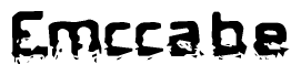 The image contains the word Emccabe in a stylized font with a static looking effect at the bottom of the words