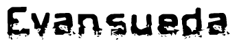 The image contains the word Evansueda in a stylized font with a static looking effect at the bottom of the words