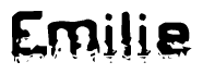 The image contains the word Emilie in a stylized font with a static looking effect at the bottom of the words