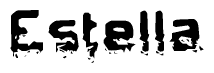The image contains the word Estella in a stylized font with a static looking effect at the bottom of the words