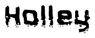 The image contains the word Holley in a stylized font with a static looking effect at the bottom of the words