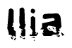 This nametag says Ilia, and has a static looking effect at the bottom of the words. The words are in a stylized font.