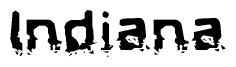 The image contains the word Indiana in a stylized font with a static looking effect at the bottom of the words