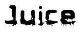 The image contains the word Juice in a stylized font with a static looking effect at the bottom of the words