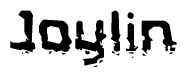 This nametag says Joylin, and has a static looking effect at the bottom of the words. The words are in a stylized font.