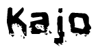 The image contains the word Kajo in a stylized font with a static looking effect at the bottom of the words