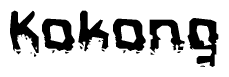 This nametag says Kokong, and has a static looking effect at the bottom of the words. The words are in a stylized font.