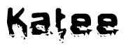 The image contains the word Katee in a stylized font with a static looking effect at the bottom of the words