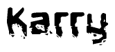 The image contains the word Karry in a stylized font with a static looking effect at the bottom of the words