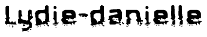 The image contains the word Lydie-danielle in a stylized font with a static looking effect at the bottom of the words