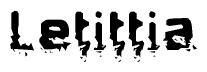 The image contains the word Letittia in a stylized font with a static looking effect at the bottom of the words