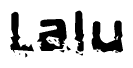 The image contains the word Lalu in a stylized font with a static looking effect at the bottom of the words