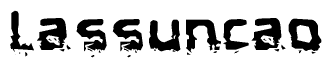 The image contains the word Lassuncao in a stylized font with a static looking effect at the bottom of the words
