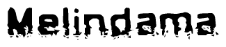 The image contains the word Melindama in a stylized font with a static looking effect at the bottom of the words