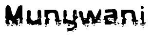 The image contains the word Munywani in a stylized font with a static looking effect at the bottom of the words