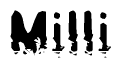 The image contains the word Milli in a stylized font with a static looking effect at the bottom of the words