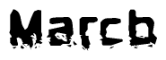 This nametag says Marcb, and has a static looking effect at the bottom of the words. The words are in a stylized font.