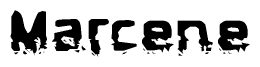 The image contains the word Marcene in a stylized font with a static looking effect at the bottom of the words
