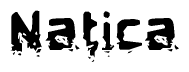 The image contains the word Natica in a stylized font with a static looking effect at the bottom of the words