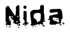 This nametag says Nida, and has a static looking effect at the bottom of the words. The words are in a stylized font.