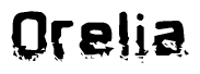 The image contains the word Orelia in a stylized font with a static looking effect at the bottom of the words
