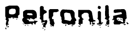 The image contains the word Petronila in a stylized font with a static looking effect at the bottom of the words