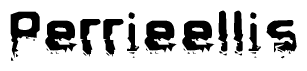 The image contains the word Perrieellis in a stylized font with a static looking effect at the bottom of the words