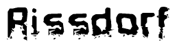 The image contains the word Rissdorf in a stylized font with a static looking effect at the bottom of the words