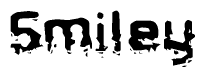 The image contains the word Smiley in a stylized font with a static looking effect at the bottom of the words