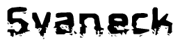 The image contains the word Svaneck in a stylized font with a static looking effect at the bottom of the words