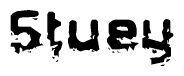 The image contains the word Stuey in a stylized font with a static looking effect at the bottom of the words
