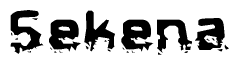 The image contains the word Sekena in a stylized font with a static looking effect at the bottom of the words