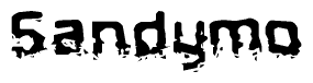The image contains the word Sandymo in a stylized font with a static looking effect at the bottom of the words