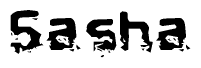 The image contains the word Sasha in a stylized font with a static looking effect at the bottom of the words