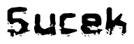 The image contains the word Sucek in a stylized font with a static looking effect at the bottom of the words