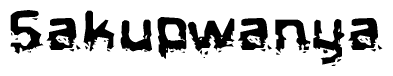 The image contains the word Sakupwanya in a stylized font with a static looking effect at the bottom of the words