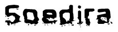 The image contains the word Soedira in a stylized font with a static looking effect at the bottom of the words
