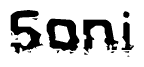 The image contains the word Soni in a stylized font with a static looking effect at the bottom of the words
